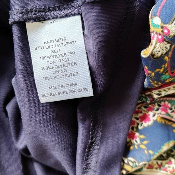 DR2 Multicolor Floral Paisley Midi Dress Long Sleeve Chiffon Belted Size M - Picture 7 of 9